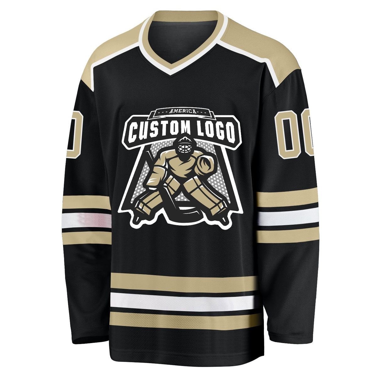 Custom Black Vegas Gold-White Hockey Jersey photo 2