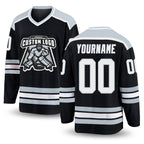 Custom Black White-Silver Hockey Jersey