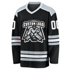 Custom Black White-Silver Hockey Jersey photo 2