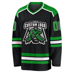 Custom Black Grass Green-White Hockey Jersey photo 2