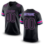 Custom Black Black Powder Blue-Hot Pink Mesh Authentic Football Jersey