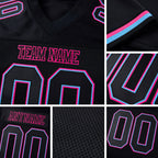Custom Black Black Powder Blue-Hot Pink Mesh Authentic Football Jersey detail