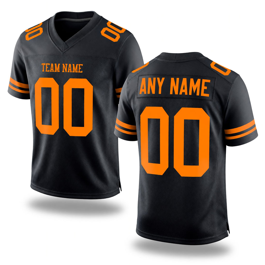 Custom Black Bay Orange Mesh Authentic Football Jersey