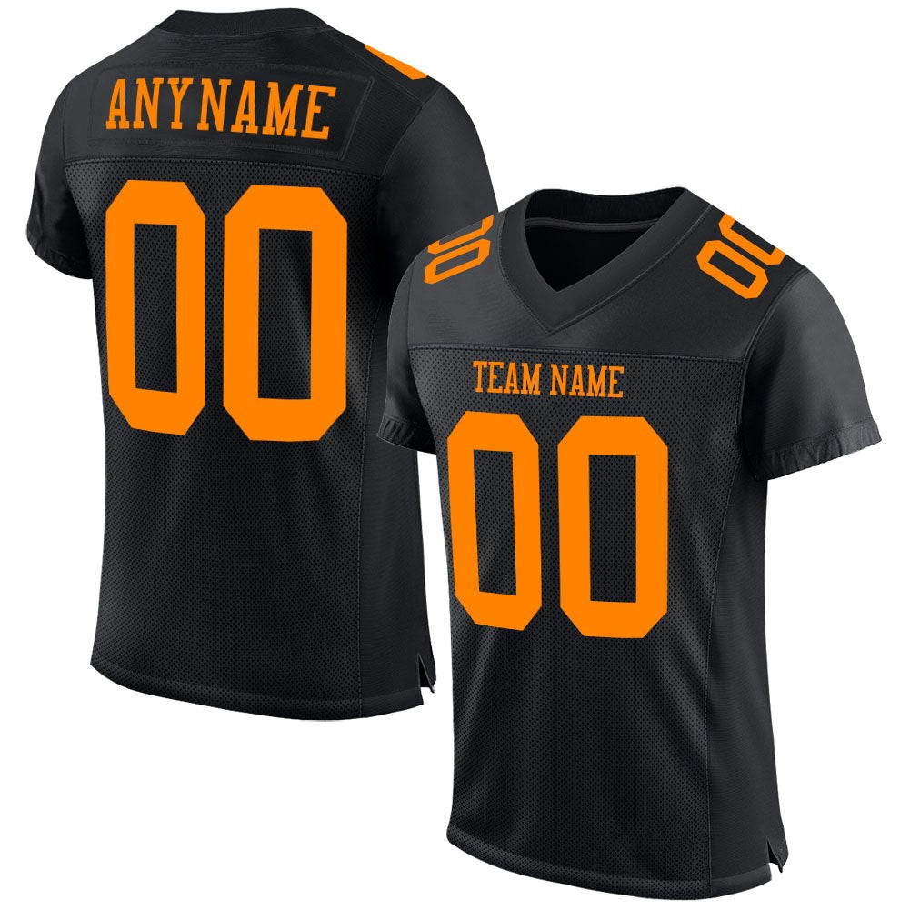 Custom Black Bay Orange Mesh Authentic Football Jersey photo 1