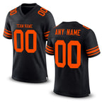 Custom Black Orange Mesh Authentic Football Jersey