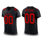 Custom Black Red Mesh Authentic Football Jersey