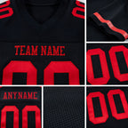 Custom Black Red Mesh Authentic Football Jersey detail
