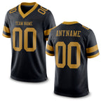 Custom Black Old Gold Mesh Authentic Football Jersey
