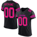 Custom Black Hot Pink-Purple Mesh Authentic Football Jersey photo 1