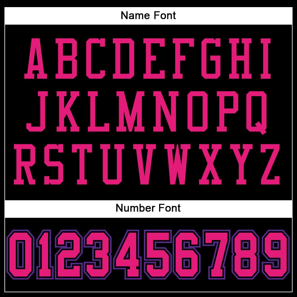 Custom Black Hot Pink-Purple Mesh Authentic Football Jersey photo 3