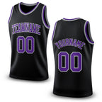 Custom Black Purple-Gray Authentic Throwback Basketball Jersey