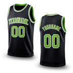 Custom Black Neon Green-White Authentic Throwback Basketball Jersey