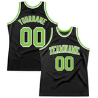 Custom Black Neon Green-White Authentic Throwback Basketball Jersey photo 1