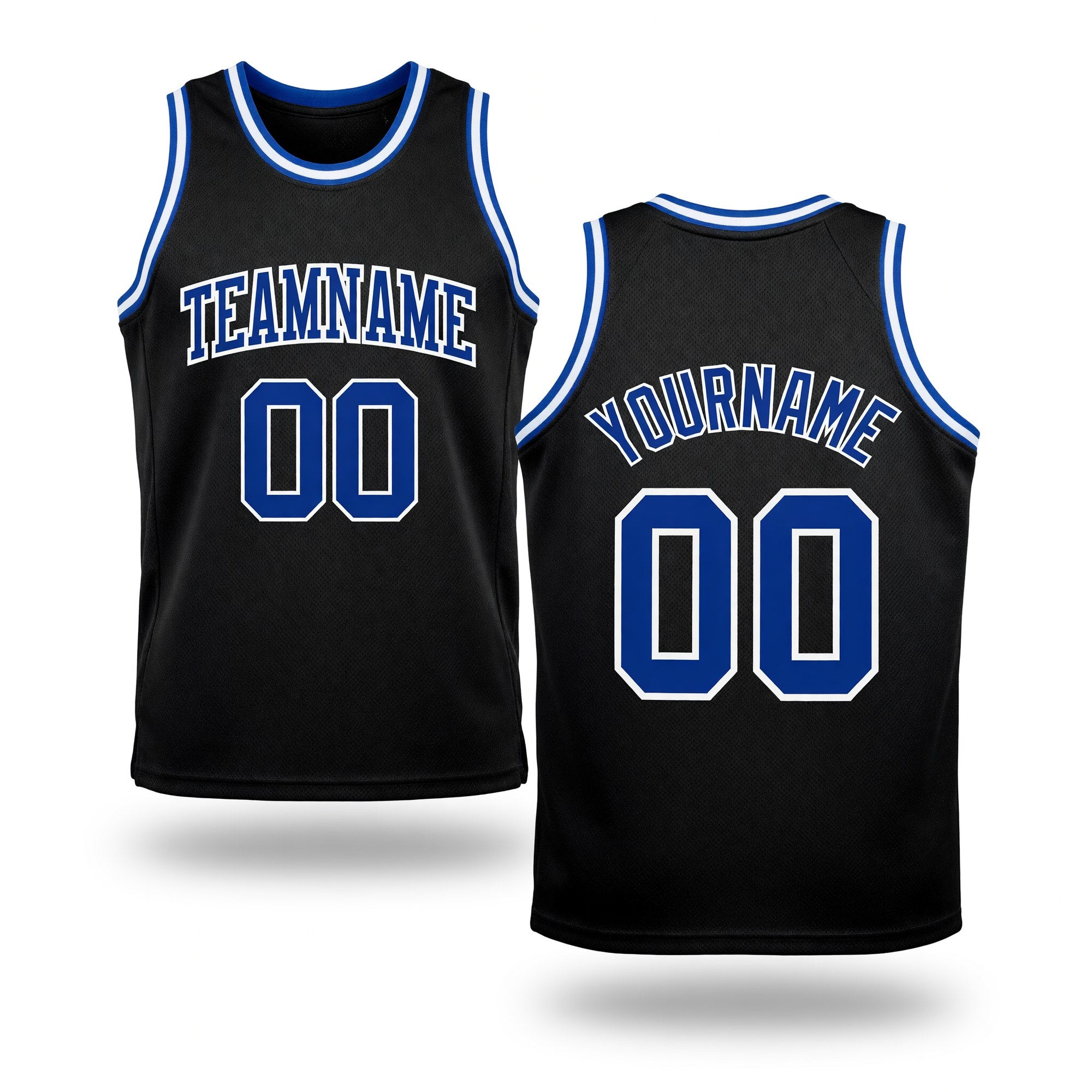 Custom Black Royal-White Authentic Throwback Basketball Jersey
