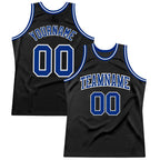 Custom Black Royal-White Authentic Throwback Basketball Jersey photo 1