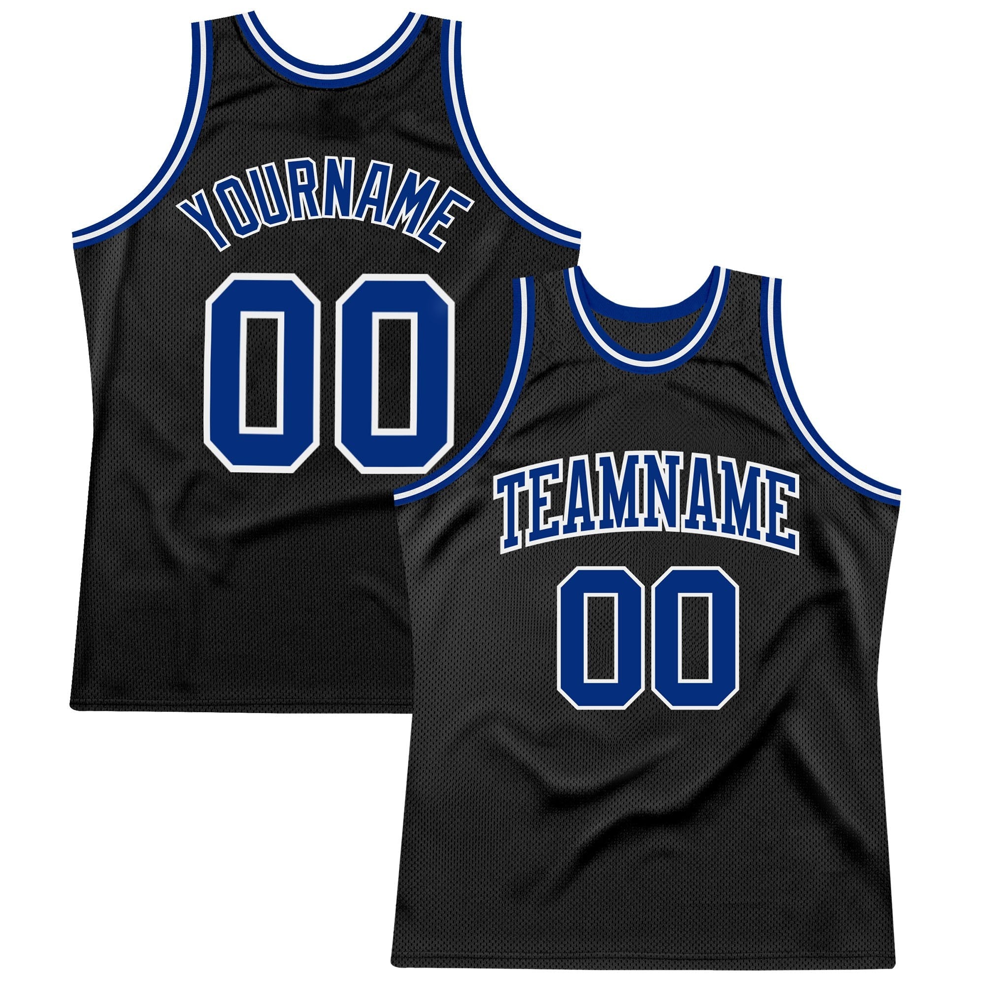 Custom Black Royal-White Authentic Throwback Basketball Jersey photo 1