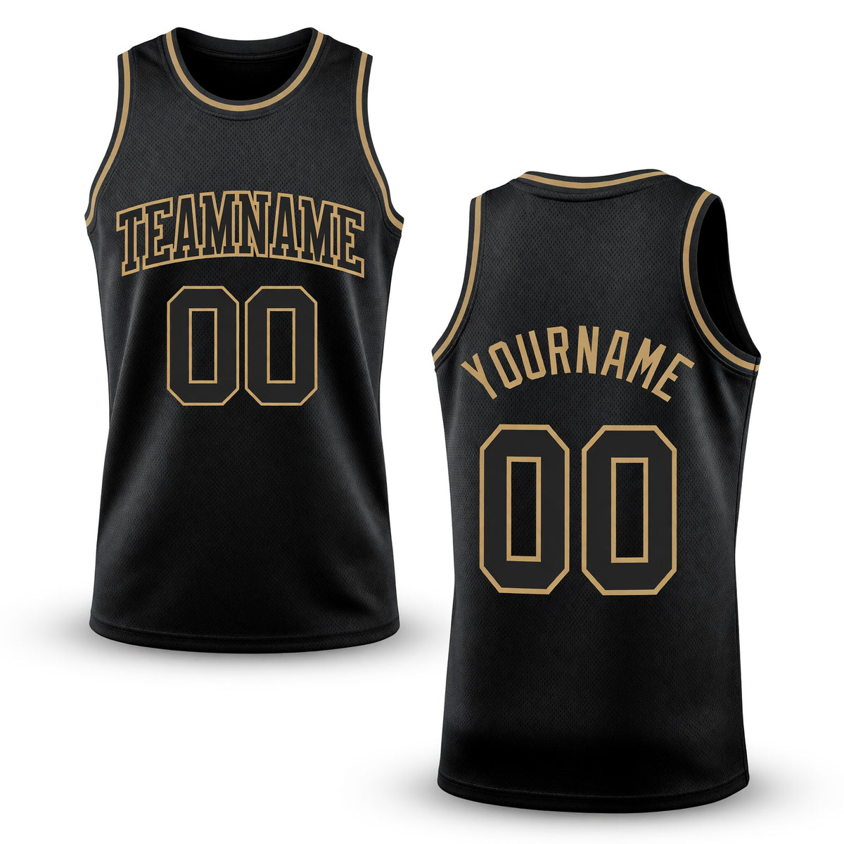 Custom Black Black-Old Gold Authentic Throwback Basketball Jersey