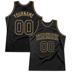 Custom Black Black-Old Gold Authentic Throwback Basketball Jersey photo 1