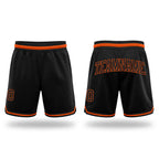 Custom Black Black-Orange Authentic Throwback Basketball Shorts