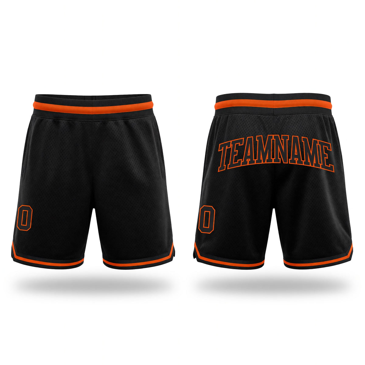 Custom Black Black-Orange Authentic Throwback Basketball Shorts