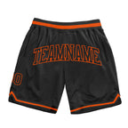 Custom Black Black-Orange Authentic Throwback Basketball Shorts photo 1