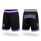 Custom Black Purple-White Authentic Throwback Basketball Shorts