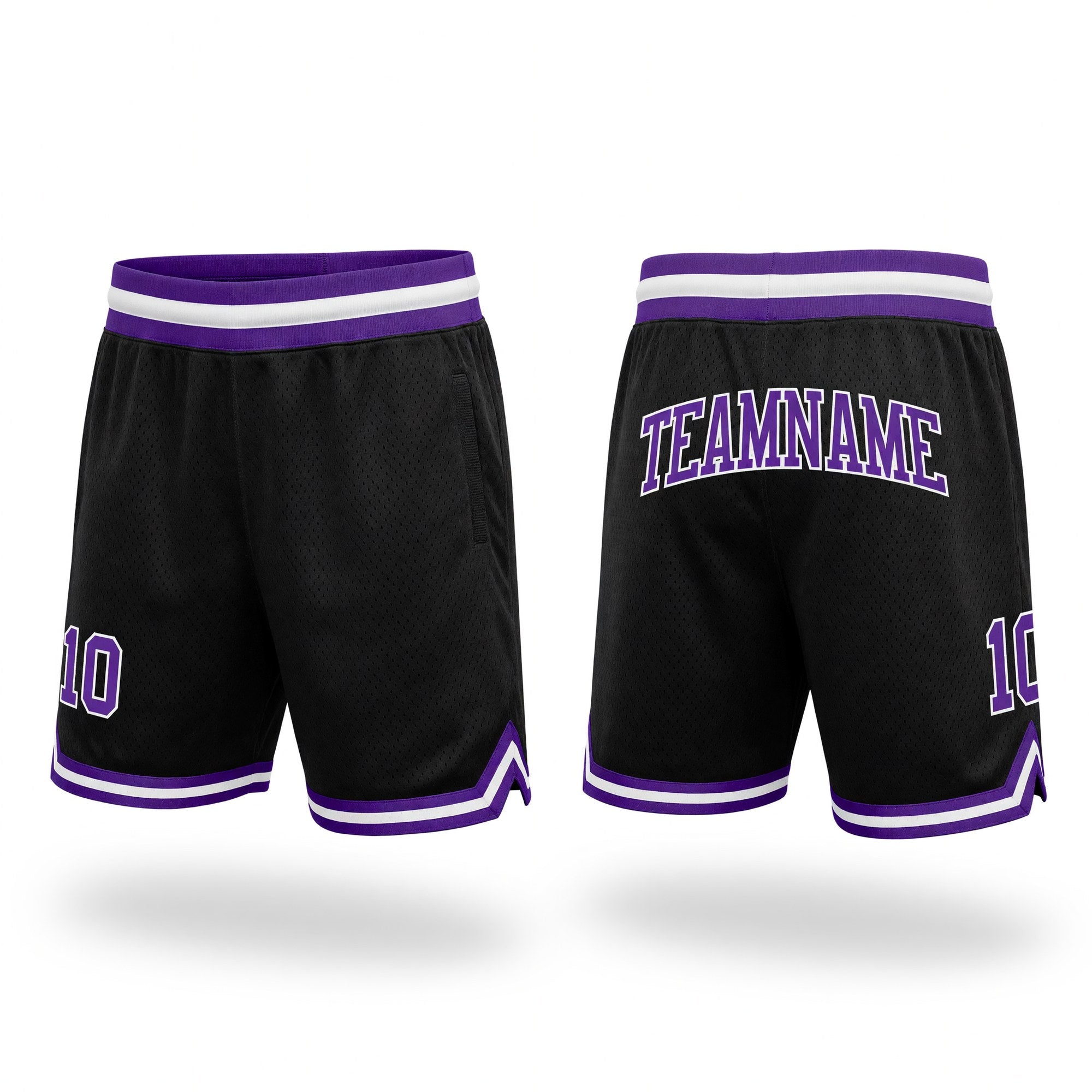 Custom Black Purple-White Authentic Throwback Basketball Shorts