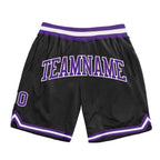 Custom Black Purple-White Authentic Throwback Basketball Shorts photo 1