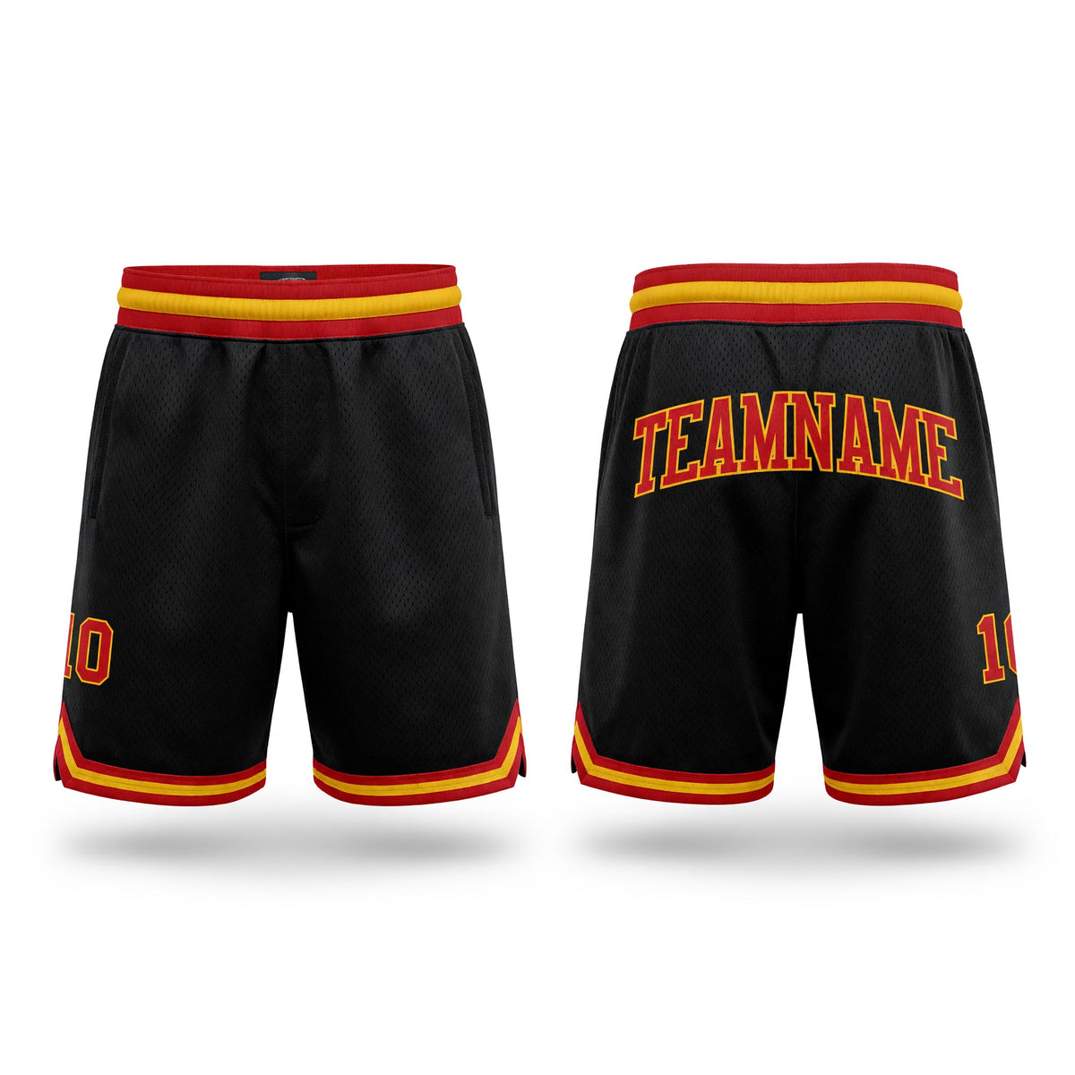Custom Black Red-Gold Authentic Throwback Basketball Shorts