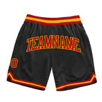 Custom Black Red-Gold Authentic Throwback Basketball Shorts photo 1