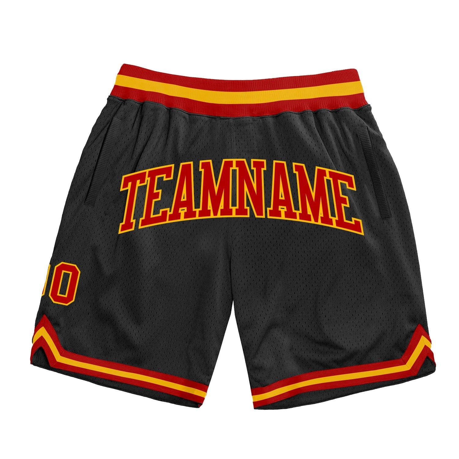 Custom Black Red-Gold Authentic Throwback Basketball Shorts photo 1