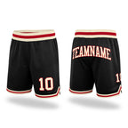 Custom Black Cream-Red Authentic Throwback Basketball Shorts