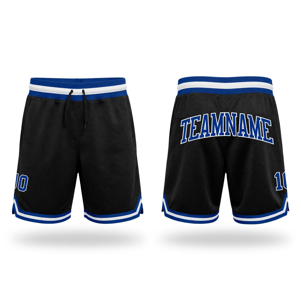 Custom Black Royal-White Authentic Throwback Basketball Shorts