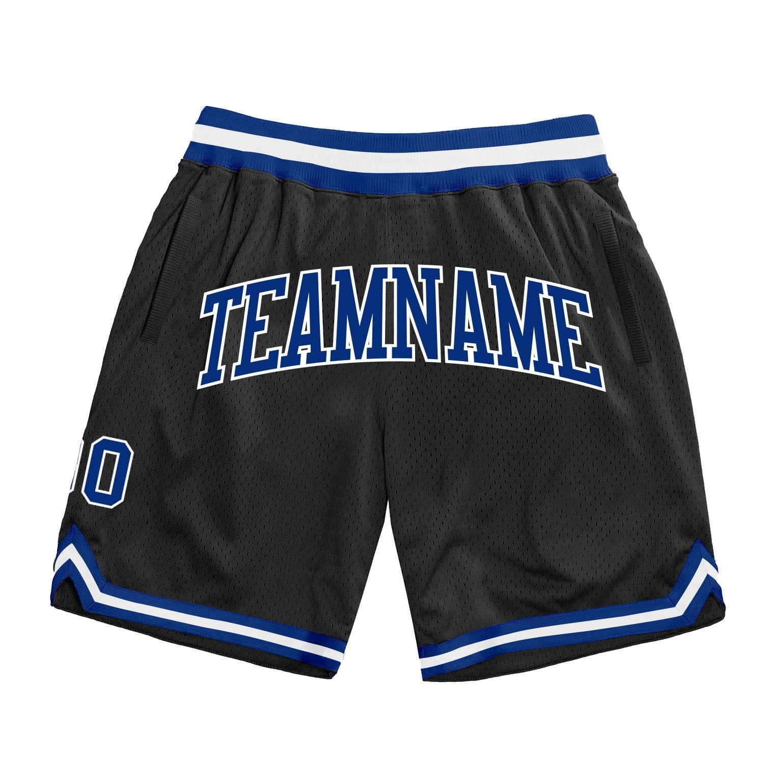 Custom Black Royal-White Authentic Throwback Basketball Shorts photo 1
