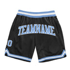 Custom Black Light Blue-White Authentic Throwback Basketball Shorts photo 1