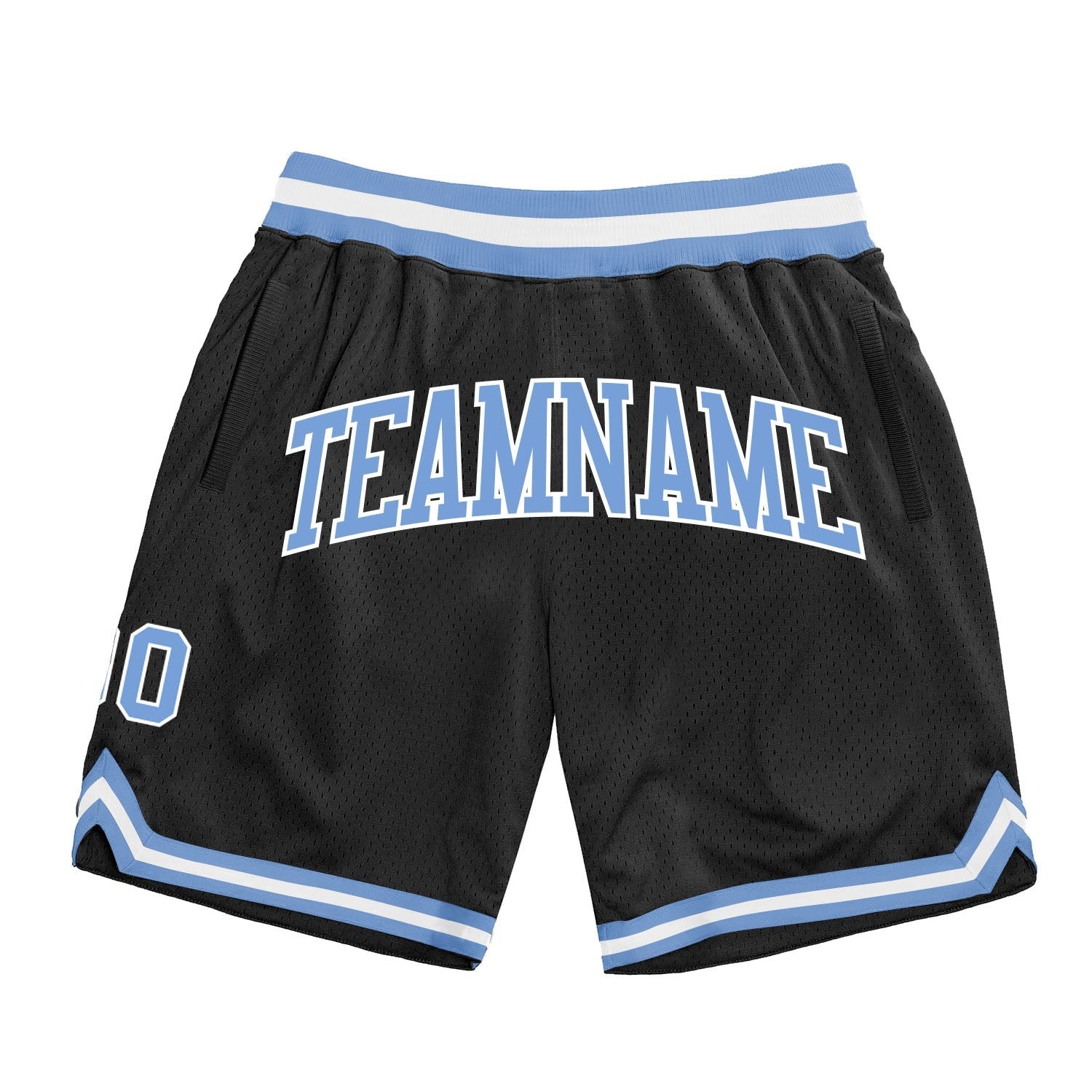 Custom Black Light Blue-White Authentic Throwback Basketball Shorts photo 1