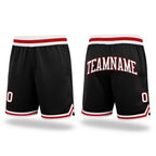 Custom Black White-Red Authentic Throwback Basketball Shorts