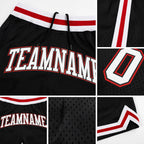 Custom Black White-Red Authentic Throwback Basketball Shorts detail