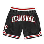 Custom Black White-Red Authentic Throwback Basketball Shorts photo 1