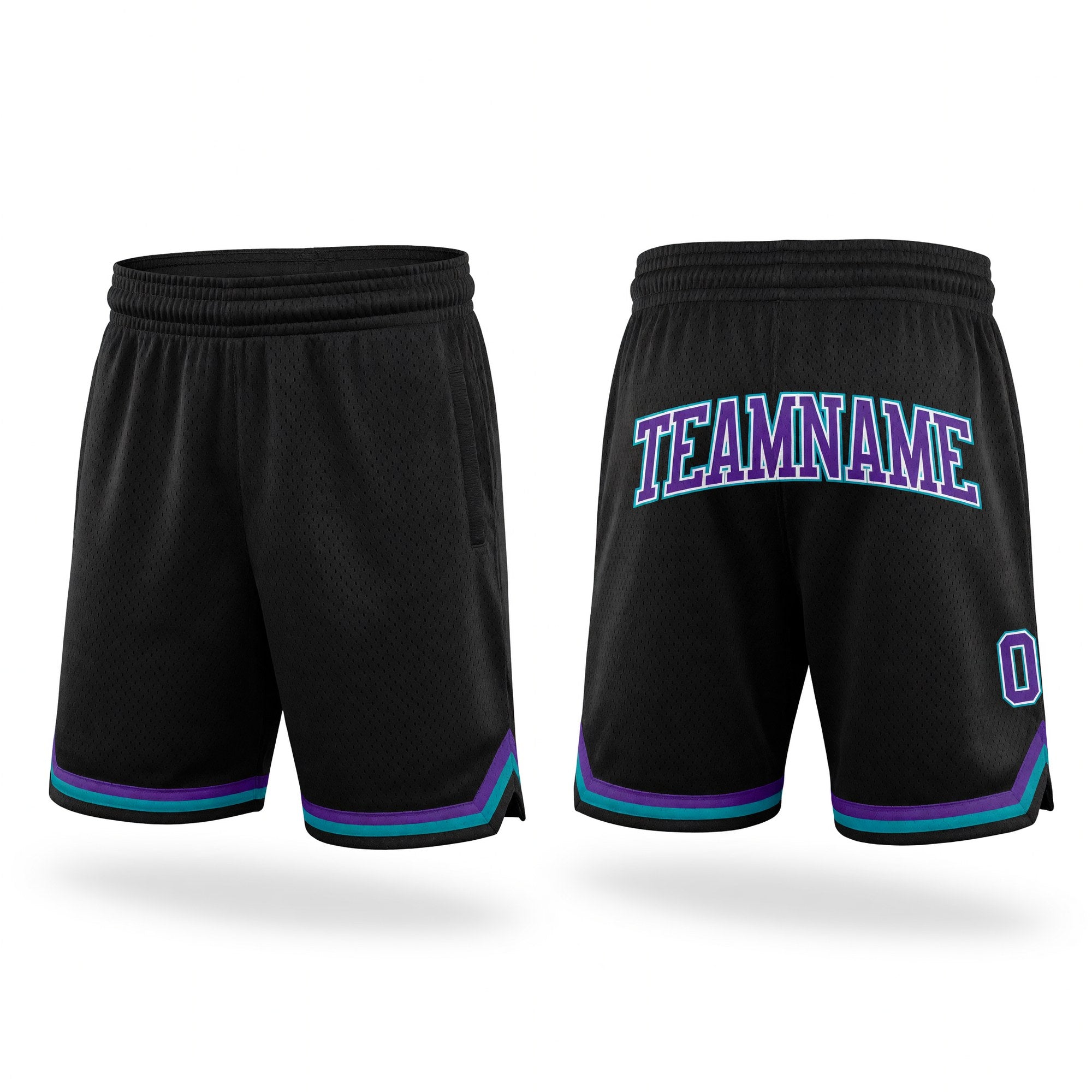 Custom Black Purple-Teal Authentic Throwback Basketball Shorts