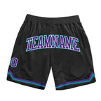 Custom Black Purple-Teal Authentic Throwback Basketball Shorts photo 1