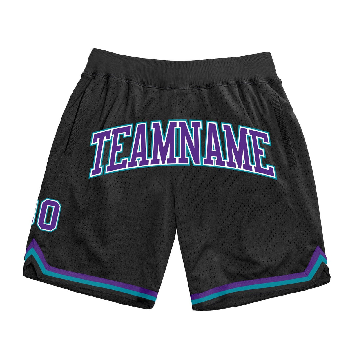 Custom Black Purple-Teal Authentic Throwback Basketball Shorts photo 1
