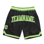 Custom Black Neon Green-White Authentic Throwback Basketball Shorts photo 1