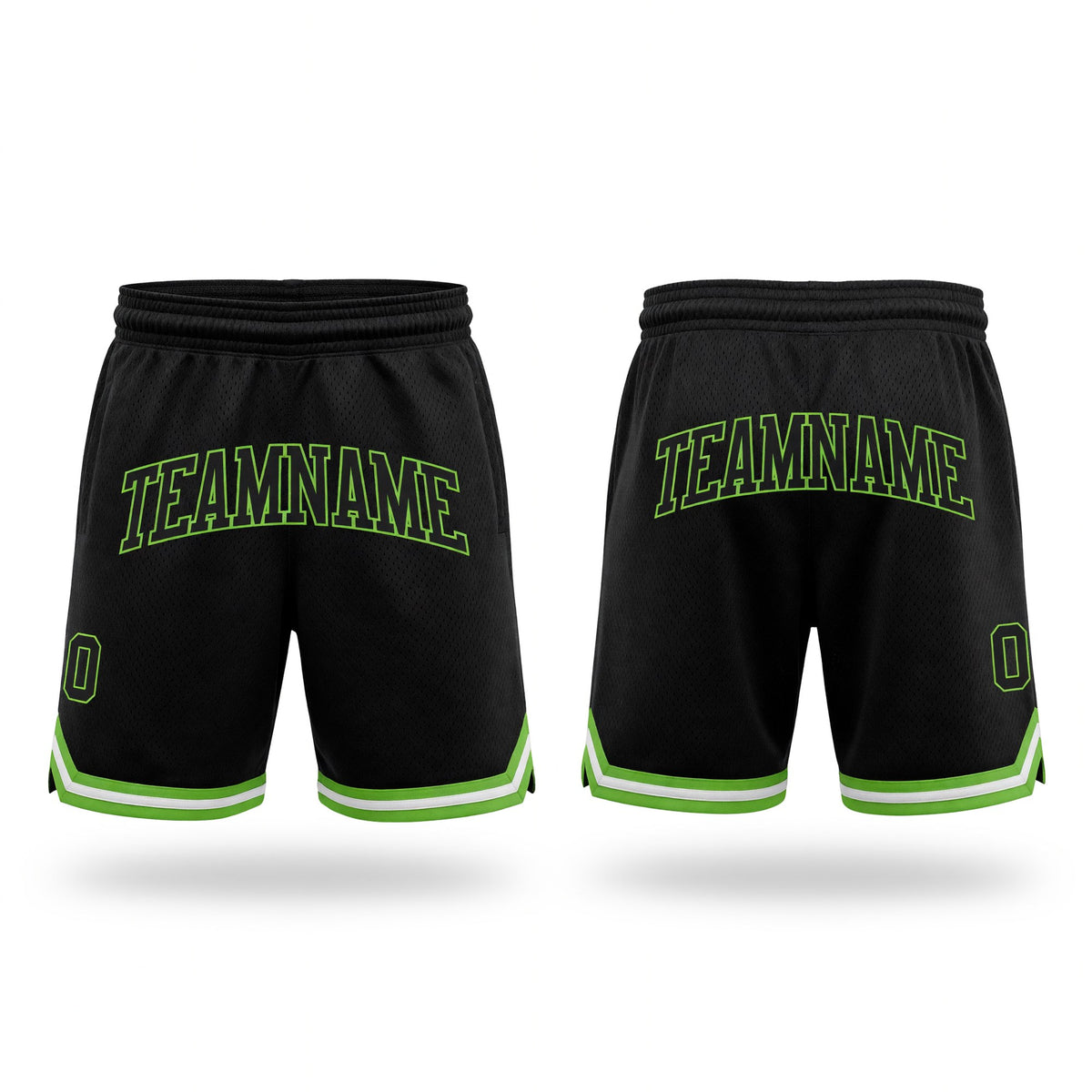 Custom Black Black-Neon Green Authentic Throwback Basketball Shorts