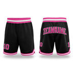 Custom Black Pink-White Authentic Throwback Basketball Shorts