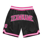 Custom Black Pink-White Authentic Throwback Basketball Shorts photo 1