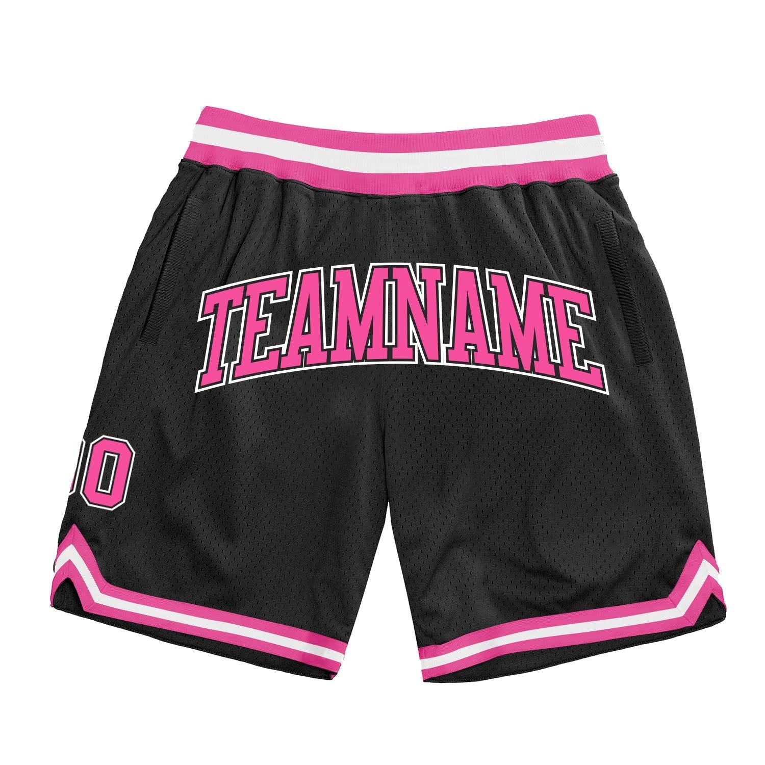 Custom Black Pink-White Authentic Throwback Basketball Shorts photo 1