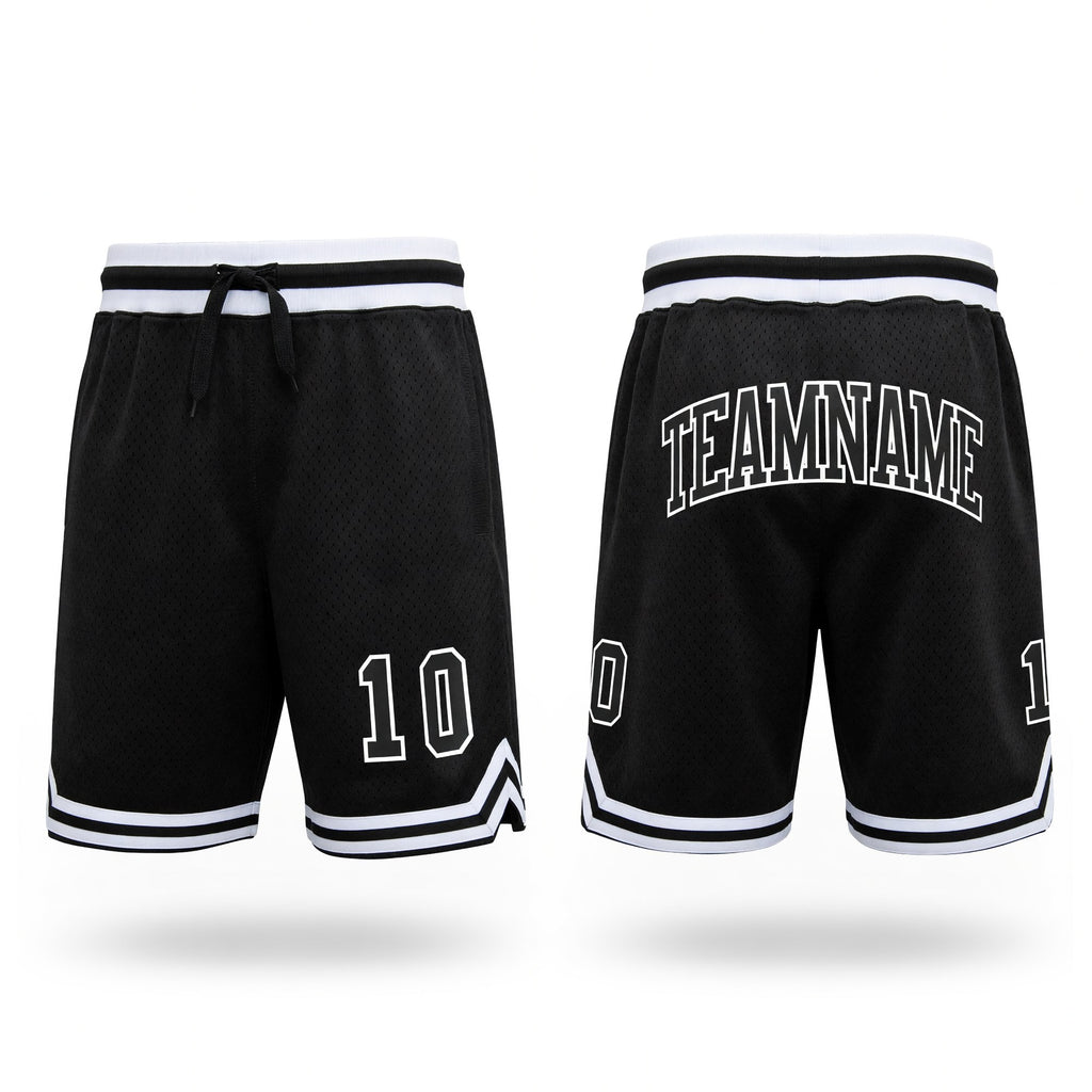 Custom Black Black-White Authentic Throwback Basketball Shorts