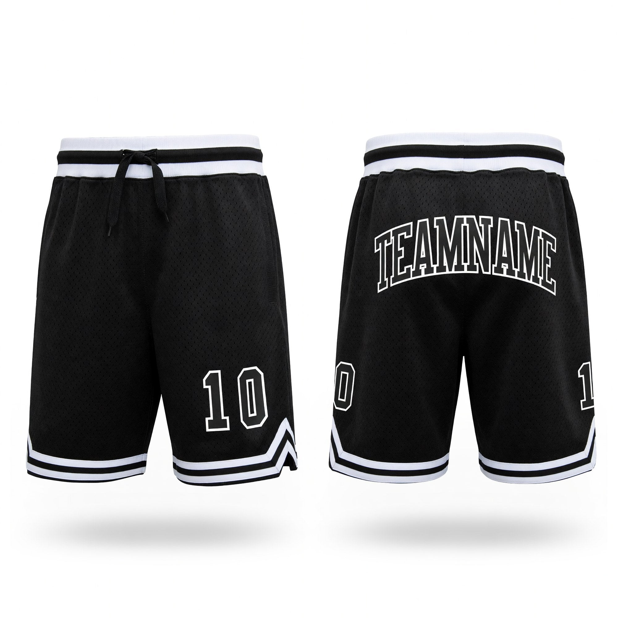 Custom Black Black-White Authentic Throwback Basketball Shorts