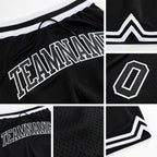 Custom Black Black-White Authentic Throwback Basketball Shorts detail